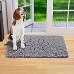 Lifewit Sturdy Chenille Indoor Doormat Traps Mud and Water, Non Slip Low-Profile Rug for Muddy Shoes and Dog Paws, Machine Washable Doormat for Pet Entry, Back Door, Mud Room, 50 x 80 cm, Gray