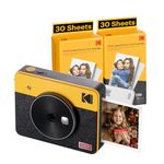 KODAK Mini Shot 3 Retro 4PASS 2-in-1 Instant Camera and Photo Printer (3x3 inches) + 68 Sheets Bundle, Yellow