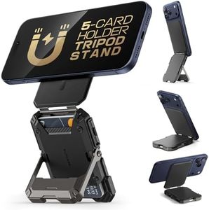 SUPCASE for MagSafe Wallet with Stand, Magnetic Wallet for Men, [Hold 5 Cards] [Adjustable Stand] [RFID Blocking] Phone Credit Card Holder Tripod for iPhone 17/16/15/14/13/12 Series, Black