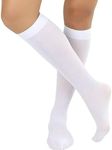 COSHAL® 3 Pairs Womens Pop Socks Knee High Trouser Socks Opaque Nylon Microfibre Girls Trouser Pop Socks Ladies’ Trouser Socks Breathable with Comfort Top One Size Pop sox WHITE