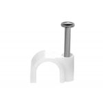 RosenetSys 6mm (approx ¼in.) White Round Cable Clips for Coax, Cat6, Power Cable - Outdoor Use - 100 PACK