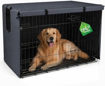 Pawise Dog Crate Cover,Heavy Duty Polyester Dog Kennel Cover for Wire Crates,Windproof & Waterproof Sunshade with Double Door & Roll-Up Windows,Machine Washable, Indoor & Outdoor Use (Grey 48 Inch)