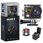 AKASO Brave 4 Action Camera 4K 30fps Ultra HD WiFi Sport Cameras with 170° FOV, Image Stabilization, 131FT Waterproof Underwater Camera with 2x1050mAh Batteries, Bicycle Accessories Kit