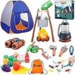 Kids Camping Set - MITCIEN Camping Gear Toys for Boys - Include Campfire/Oil Lamp/Pretend Food - Camping Set for Child Age 3 4 5 6 Year Old