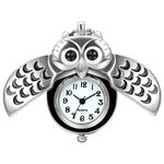 JewelryWe Silver Tone Slip Cover Owl Pocket Watch Necklace 31.5 inch with Gift Bag