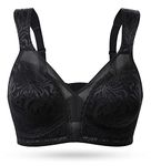 WingsLove Women's Full Cup Minimizer Bra Wide Straps Non-Wired No Padding Bra Comfort Plus Size (Black 36DDD)