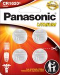 Panasonic CR1620 3.0 Volt Long Lasting Lithium Coin Cell Batteries in Child Resistant, Standards Based Packaging, 4-Battery Pack