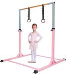 JF HOME BLISS Gymnastics Bar for Kids, Gymnastics Bars with Rings Height Adjustable Horizontal Bar – Safe and Stable Gym Bar for Home Training, Garden, Outdoor & Indoor Use
