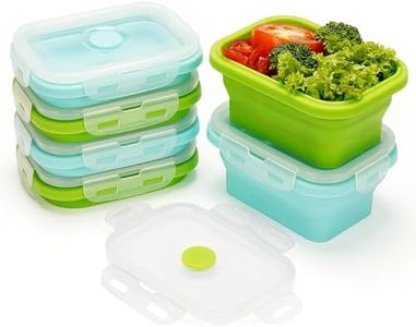 Kurtzy Pack de 6 Recipientes Herméticos para Alimentos Silicona Plegable con Tapas - 350 ml Fiambreras Comida Trabajo Apilables - Libre de BPA Reutilizable - Para Microondas, Lavavajillas y Congelador