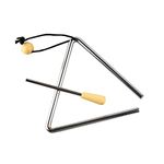 Triangle Hand Percussion with Striker,Rhythm Steel Triangles Music Instrument (6 inch)