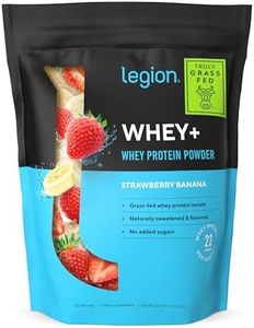 Legion Whey+ Strawberry Banana Whey Isolate Protein Powder from Grass Fed Cows, 5lb. Low Carb, Low Calorie, Non-GMO, Lactose Free, Gluten Free, Sugar Free. Great for Weight Loss & Bodybuilding.