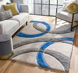 F R Creation Shaggy Carpet Solid Plain Fluffy Fur Rectangular Rugs for Bedroom Living Room Microfiber & Polyster Modern Interior Floor Size 5X7 Multi