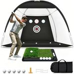 Golf Net: 10x7FT Practice Net with Mat – for Chipping, Swing & Driving Practice –Golf Nets for Backyard, Indoor & Outdoor Use – Ideal Gifts for Men, Women, Dad, Husband, Golfers