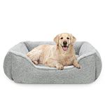 JOEJOY Dog Beds Medium Washable - Cosy Puppy Bed Soft Fleece Plush Calming Dog Bed - Rectangle Breathable Cat Sofa Dog Bed Small | Medium | Large Mattress Mat For Pet, Light Grey