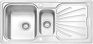 JASSFERRY Stainless Steel Kitchen Sink 1.5 One Half Welding Style Bowl Reversible Drainer with Strainer Waste, 1000 X 500 mm