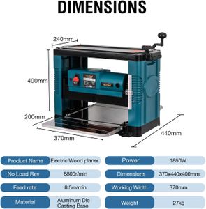 KATSU 1850W Thicknesser, 330mm Planer – Powerful Woodworking Tool