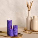 PROSPERRO LUMO Paraffin Wax By Parkash Candle Set of 3 Fragrance Pillar Candles Marble Finish (Lavender Fragrance)