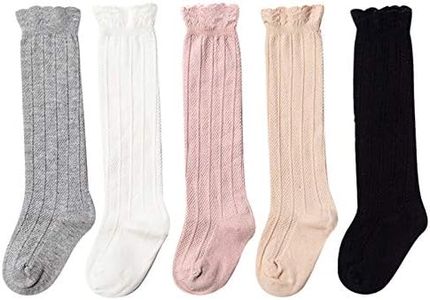 Epeius 5 Pair Pack Baby Girls Boys Uniform Knee High Socks Tube Ruffled Stockings Infants and Toddlers for 6-12 Months