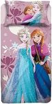 Disney Frozen Single Bed Sheet Single Bed Set, Top Sheet, Fitted Sheet, Pillowcase, Pink, 100% Cotton, Official Product