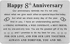 TGCNQ Metal Engraved 8 Year Anniversary Card, 8th Anniversary Card Gifts for Husband Wife Him Her, 8 Year Wedding Anniversary Decorations