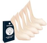 Sperry Women’s No Show Socks, Laser Cut Ultra Low Cut Liner Sock, 360° Non-Slip Gripper, Invisible Liners for Flats, Nude, 4-10