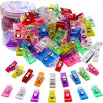 BamLue 100 Pack-2 Sizes Sewing Clips Multicolor for Sewing Craft Clamps,Crafting,Crochet and Knitting,All Purpose Clips for Quilting Binding Clips,Fabric Clips,Paper Clips,Blinder Clips