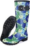 CKWLXQY Rain Boots Womens Waterproof Rubber Boots Ladies Mid Calf Rain Shoes & Boots Colorful Floral Printed Short & Long Rainboots Garden Rain Boots for Womens Wide Calf Work Rubber Boots for Outdoor Gardening Fishing Boots