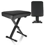 ASelected Keyboard Stool Piano Bench X-Style Padded Folding Piano Bench with High-density Sponges Non-skid Design(Black)