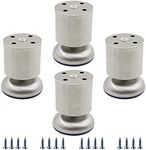 TTZEZE 4 Pack Furniture Leg, Heavy Duty 2 Inch Diameter Stainless Steel Adjustable Feet Thickened Metal Kitchen Legs, Replacement Legs for Table Desk Sofa Cabinets Bed Shelves Worktop Bar with Screws