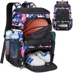 RAINSMORE Basketball Backpack 45L Basketball Bag with Ball Compartment & Shoe Compartment Waterproof Sports Equipment Bag for Basketball, Soccer, Volleyball, Gym, Outdoor, Travel