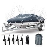 NEVERLAND Trailerable Boat Cover Waterproof Heavy Duty Marine Grade Polyester Canvas Fits V Shape/V-Hull and Tri-Hull Runabouts, Pro-STYL, Bass Boats (Boat Length 17-19ft, Beam Width up to 102",Gray)