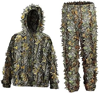 Ghillie Suit, 3D Leafy Suit for Turkey Hunting, Ghillie Suit for Men, Lightweight Leafy Camo Suit for Jungle Hunting, M&L Size (Fit tall 4.9-5.9feet)