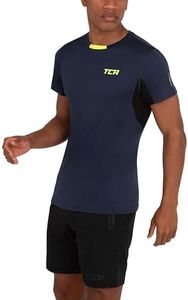 TCA Camiseta Manga Corta de Entrenamiento para Gimnasio de Secado Rápido para Hombre - Azul Oscuro (Vieja), XXL