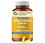 Carbamide Forte Triple Strength Omega 3 Fish Oil Capsule with 495 mg EPA & 330 mg DHA | 60 Softgel Capsules | Supports Heart, Joints and Skin