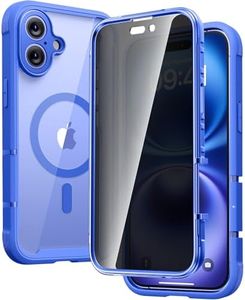 Diaclara Magnetic Designed for iPhone 16 Case, Full Body Rugged Case with Built-in Privacy Touch Sensitive Anti-Scratch Screen Protector, Upgraded [Full Camera Protection] (Ultramarine)