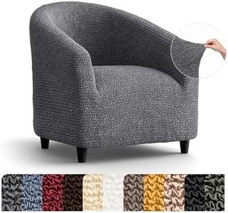 PAULATO BY GA.I.CO. Barrel Chair Slipcover - Armchair Cover - Tub Chair Slipcovers - Club Chairs Cover - 1-Piece Form Fit Stretch Stylish Furniture Protector - Microfibra Collection (Dark Grey)
