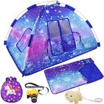 ZITA ELEMENT 5 Items 18 inch Dolls Camping Tent Set and Accessories Including Girl Doll Tent, Sleeping Bag, Backpack, Toy Camera and Dog