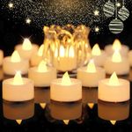 BEICHI 24 PCS Flameless TeaLights Candles with Timer, 6 Hours On and 18 Hours Off in 24 Hours Cycle Automatically, Battery Operated LED Tea Lights Flickering Votive Candles Timer Warm Yellow Light