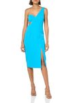 BCBGMAXAZRIA Women's One Shoulder Asymmetrical Neck Cut Out Midi Dress, Vivid Blue, 10