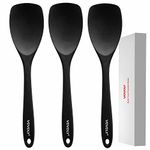 Upgrade Silicone Spatula Spoon Set,VOVOLY Heat Resistant Rubber Spoonula, Seamless Non-Stick Flexible Scrapers for Baking Mixing Tool,3 Pack, Black