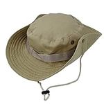 Taeku Fishing Hat Wide Brim Boonie Hat Sun Protection Cap Breathable Safari Hat for Man Woman (Khaki)