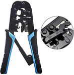 Meshiv Dual Modular Network RJ45 RJ11 RJ12 Ratchet Crimping Tool, Network Cable Cutting Stripping Crimper/Wire Stripper/Wire Cutter, for RJ11 8P/6P/4P /CAT5/CAT5e/CAT6/CAT6A All in One