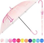 RUMBRELLA UV Stick Umbrella Auto Open UPF 50+ with J Hook Handle 50IN, Flamingo