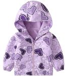 Toddler Fleece Lined Fall Jacket Baby Girl Long Sleeve Hoodie Windbreaker Cute Printed Cartoon Sweatshirt Kid Waterproof Rain Coat 18-24 Mon