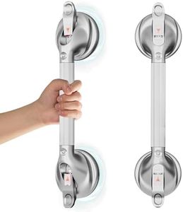 DAILYLIFE Suction Cup Grab Bar Bathroom, Tool Free Shower Handle, Portable Grab Handle for Bathtub, Safety Rail for Handicap Elderly Senior, Quick (Dis)Assemble, Heavy Duty (253 LB), 19 inch Silver