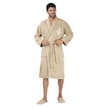 Rangoli Royal Bamboo Bathrobes | Ultra Absorbent & Soft | Comfortable & Stylish | Unisex Design for Home & Spa for Men & Women With Matching Slippers | Beige,XL