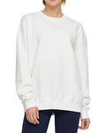 THE GYM PEOPLE Womens' Fleece Crewneck Loose fit Soft Oversized Pullover Sweatshirt White