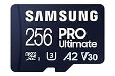 SAMSUNG PRO Ultimate microSD Memory Card + Adapter, 256GB microSDXC, Up to 200 MB/s, 4K UHD, UHS-I, Class 10, U3,V30, A2 for Action Cam, Drone, Gaming, Phones, Tablets, MB-MY256SA/CA[Canada Version]