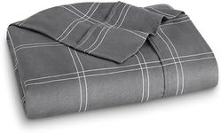 Bare Home King Flat Sheet - Premium 1800 Ultra-Soft Top Sheet - Hotel Luxury - Double Brushed - Easy Care - 1 King Flat Sheet Only (King, Modern Plaid - Grey/White)