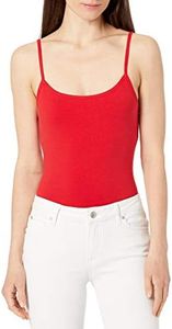 Hanes Women's Stretch Cotton Cami with Built-in Shelf Bra, Best Red, Small